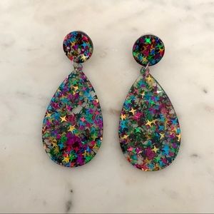 Sparkly colorful drop earrings